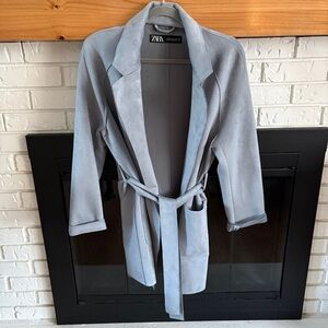Zara Blue Belted Coat